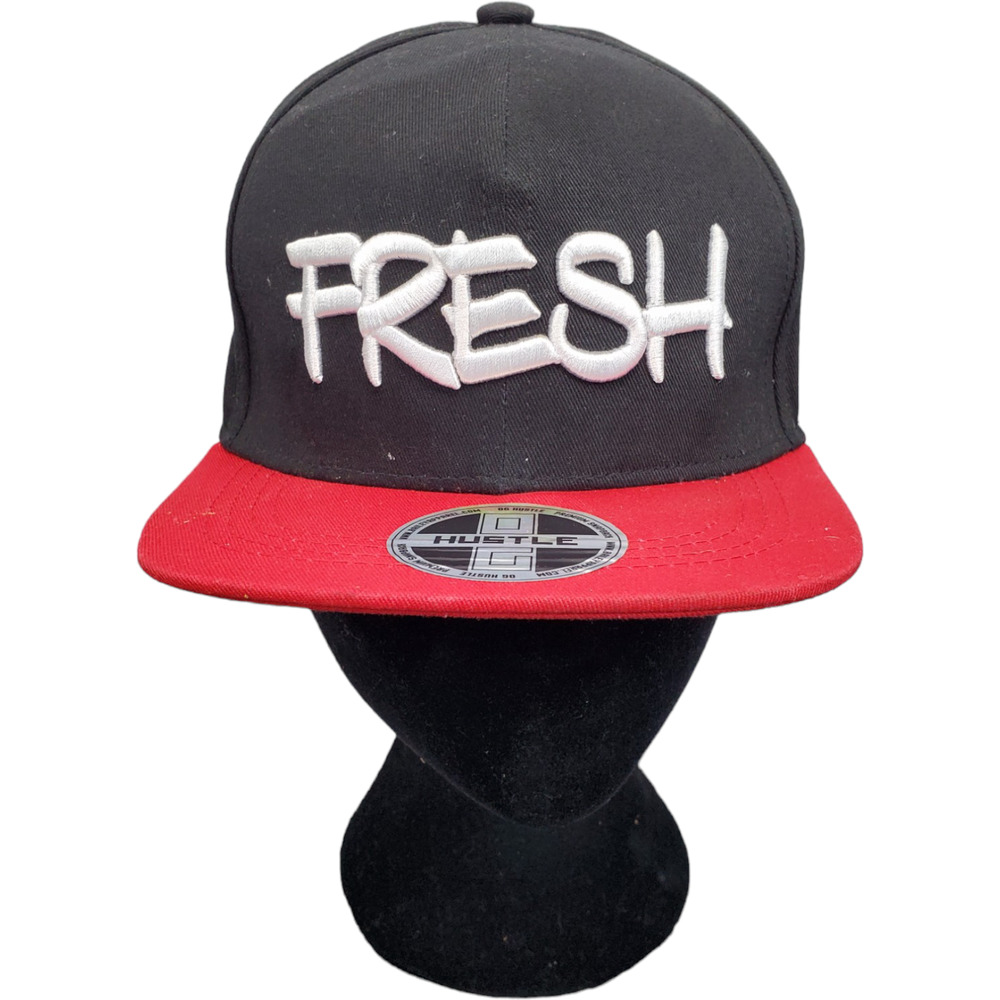 Hustle Trucker Hat Cap Kids One Size Black Red Embroidered Logo Outdoor Snapback